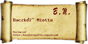 Baczkó Mietta névjegykártya